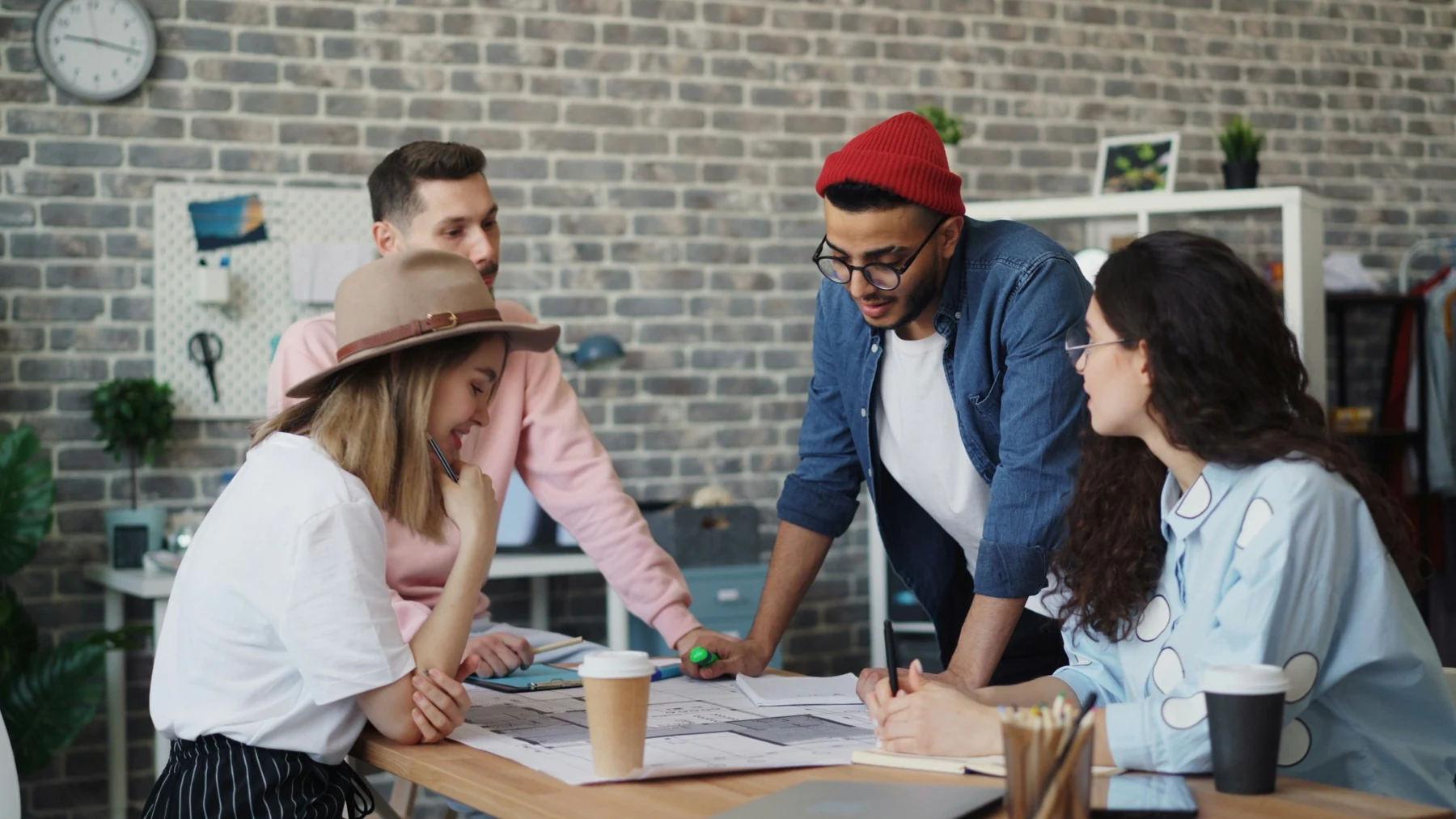 Small business team collaborating around a table