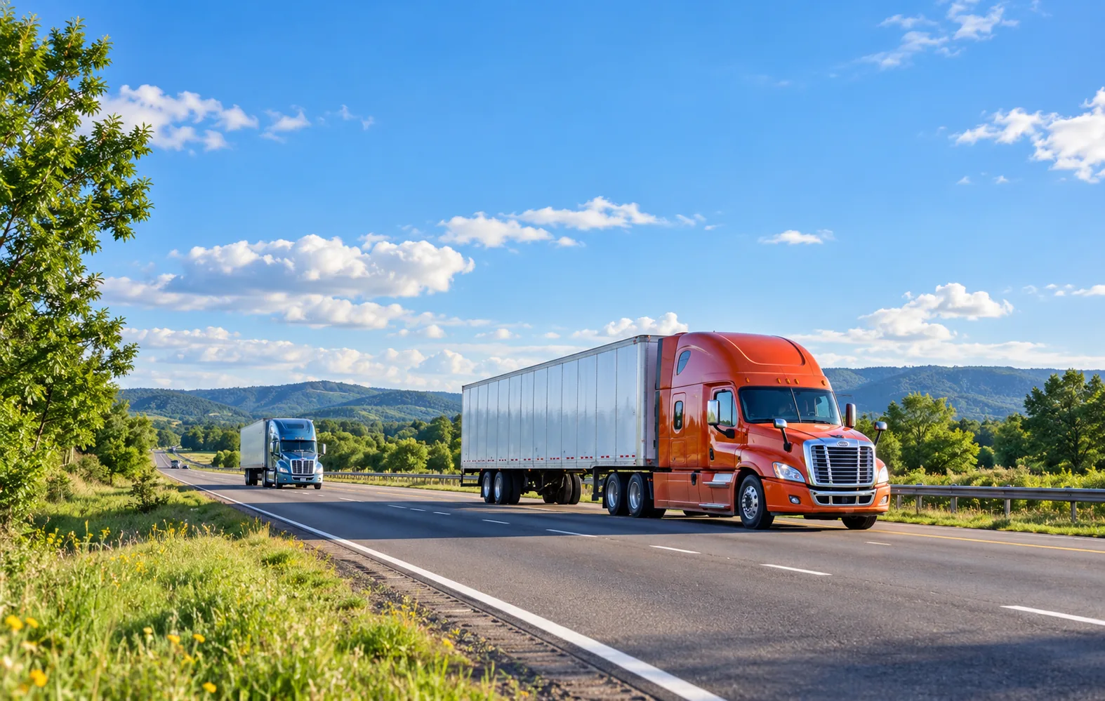 Professional truck driver standing beside a semi truck